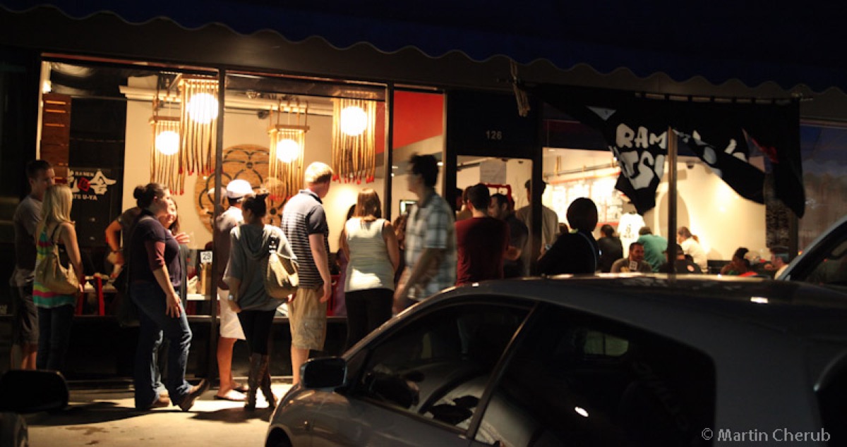 The line outside Tatsu-Ya — always a good sign