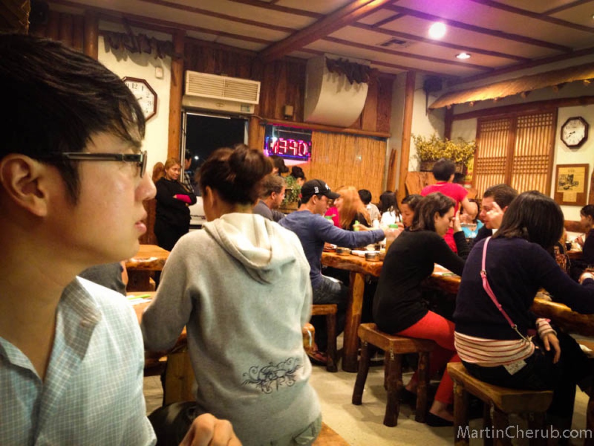 The entrance — small, unassuming, and packed