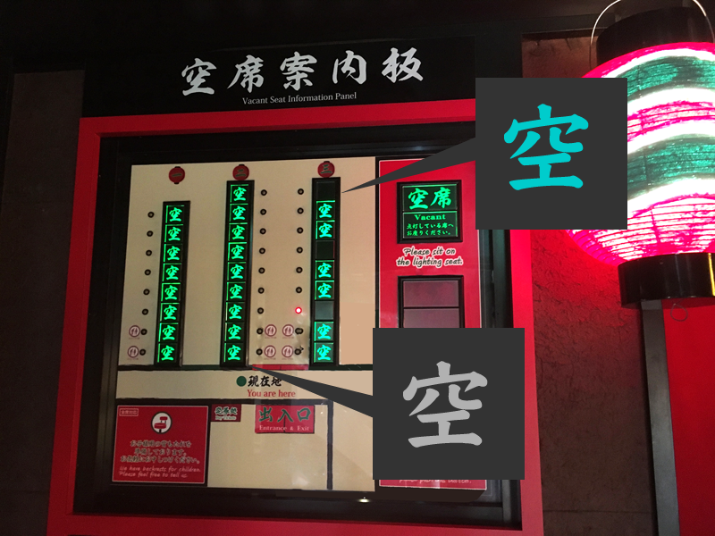 Seat availability display at the entrance