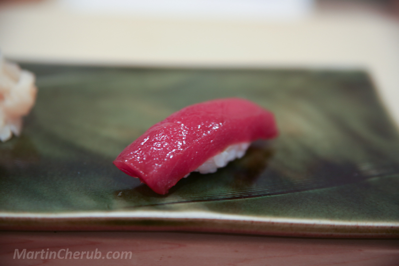 Akami — deep ruby red lean tuna nigiri