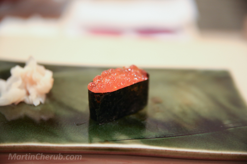 Ikura gunkan — glistening orange salmon roe