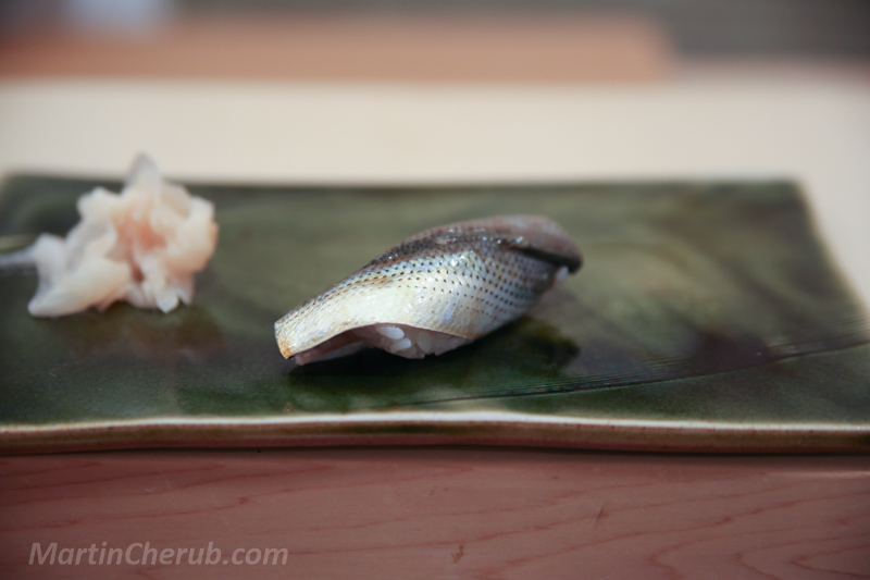 Kohada nigiri — silvery skin with a vinegar cure