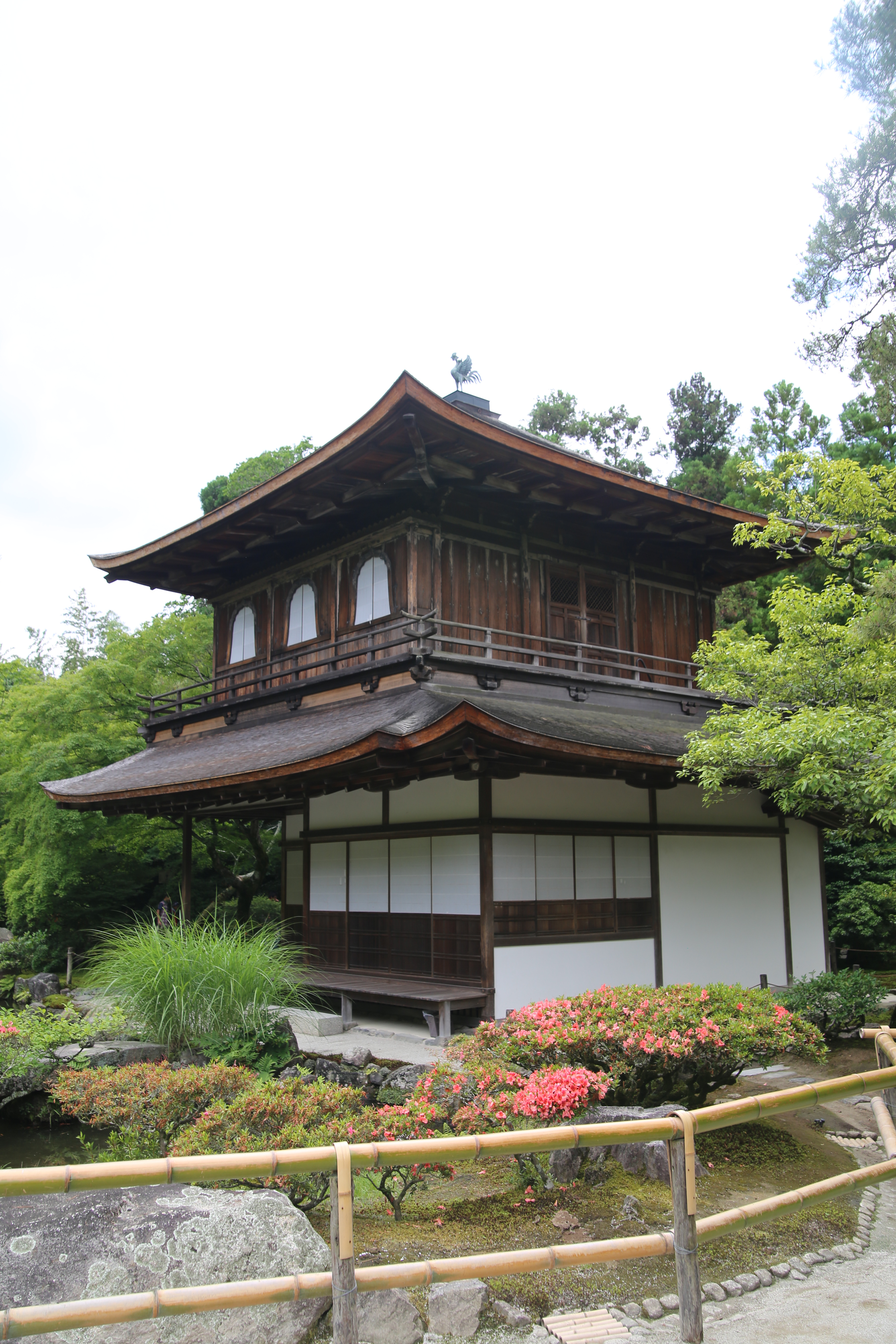 Ginkaku-ji — the Silver Pavilion building, two-storey wooden temple with curved roofs