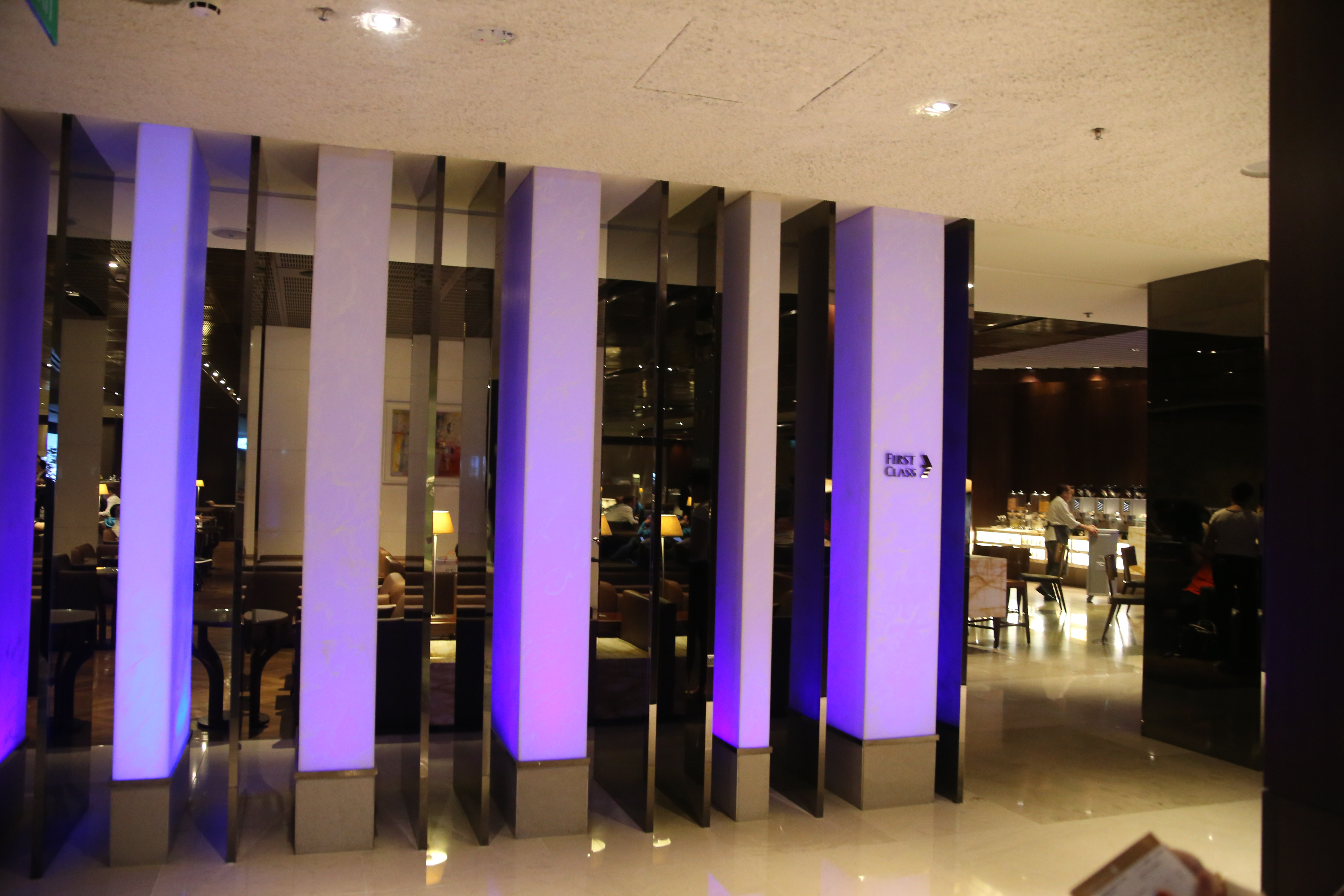 First Class Lounge entrance — one level up