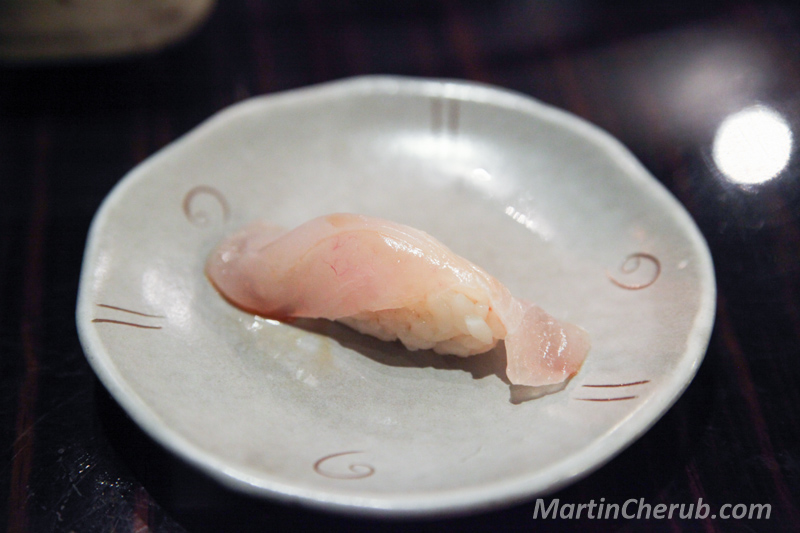 Nigiri on a cream plate